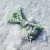 mint fresh soft green cork bow tie in snow