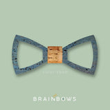bamboo wooden bow tie with blue cork fabric