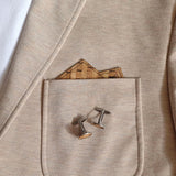 cork fabric pocket square and cufflinks
