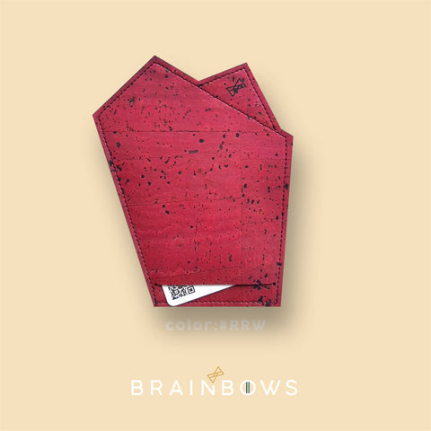 burgundy red cork fabric pocket square and cardholder