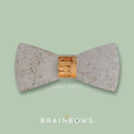 wooden bow tie with grey cork fabric