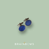 stainless steel cufflinks with blue cork fabric