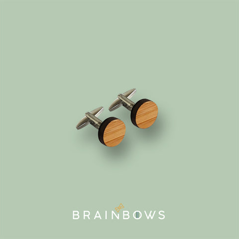 stainless steel cufflinks with bamboo wood