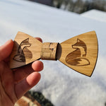 bamboo wooden bow tie engraved with fox