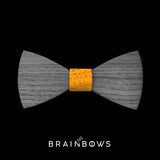 wooden bow tie extra core mustard yellow