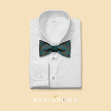 art deco cork bow tie on a white dress shirt